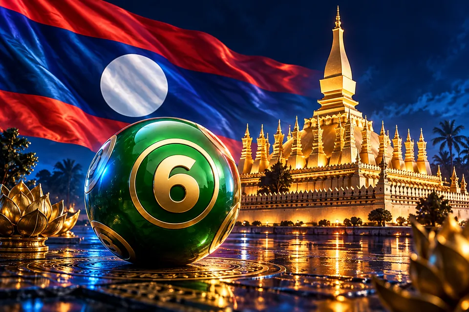 ธงลาว พระธาตุ และลูกบอลสีเขียวสำหรับหัวข้อหวยลาว